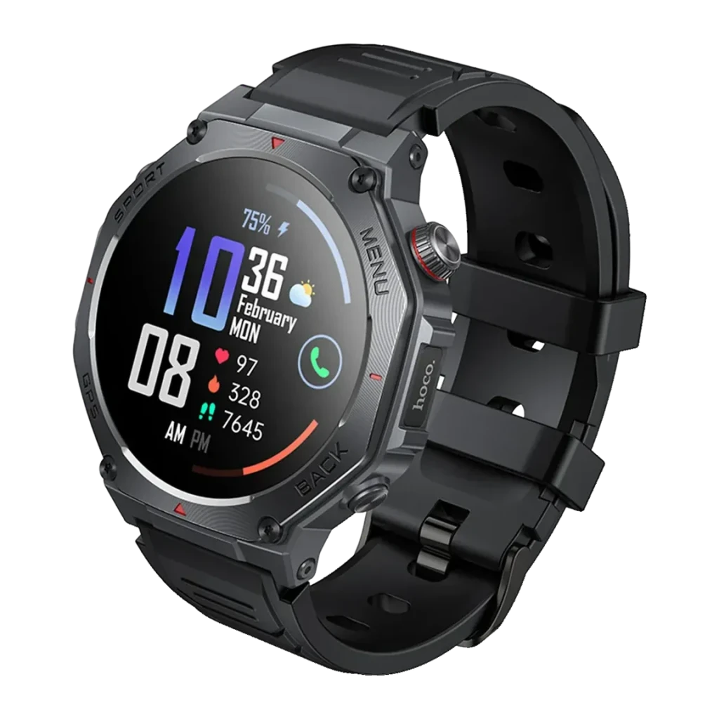 HOCO Y37 Call GPS Integrado Llamadas Bluetooth Frec. cardíaca, SpO2, Sueño, vista frontal: pantalla redonda con hora