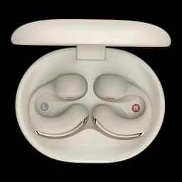 Écouteurs Acefast AceClip Pro FA006 Open-Ear Bluetooth 5.4, détail: intérieur du boîtier ouvert avec écouteurs L et R blanc