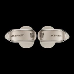 Écouteurs Acefast AceClip Pro FA006 Open-Ear Bluetooth 5.4, détail: vue frontale des deux écouteurs dorés avec logo et grille