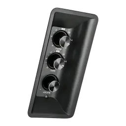 Altavoces Edifier R1700BT 66W RMS Bluetooth, detalle: mando de control lateral con mandos de treble, bass y volumen