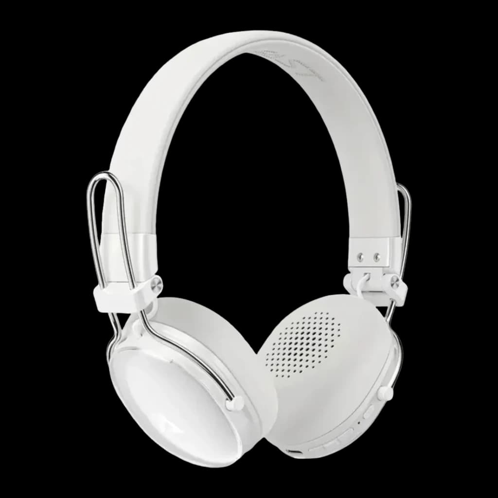Casque Acefast H7 Réduction de Bruit Active Arceau Bluetooth 5.4, vue de face: coloris blanc, coussinets perforés et accents