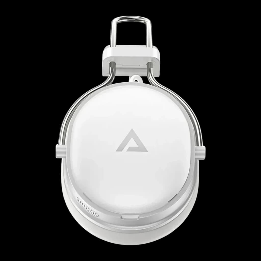 Casque Acefast H7 Réduction de Bruit Active Arceau Bluetooth 5.4, détail: extérieur du pavillon blanc avec logo Acefast