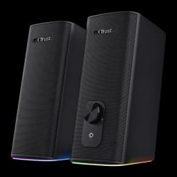 Altavoces Trust GXT 612 Cetic 18W PMPO Batería integrada Bluetooth + Jack 3,5mm, vista frontal: dos altavoces negros