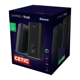 Altavoces Trust GXT 612 Cetic 18W PMPO Batería integrada Bluetooth + Jack 3,5mm, caja: packaging frontal con altavoces