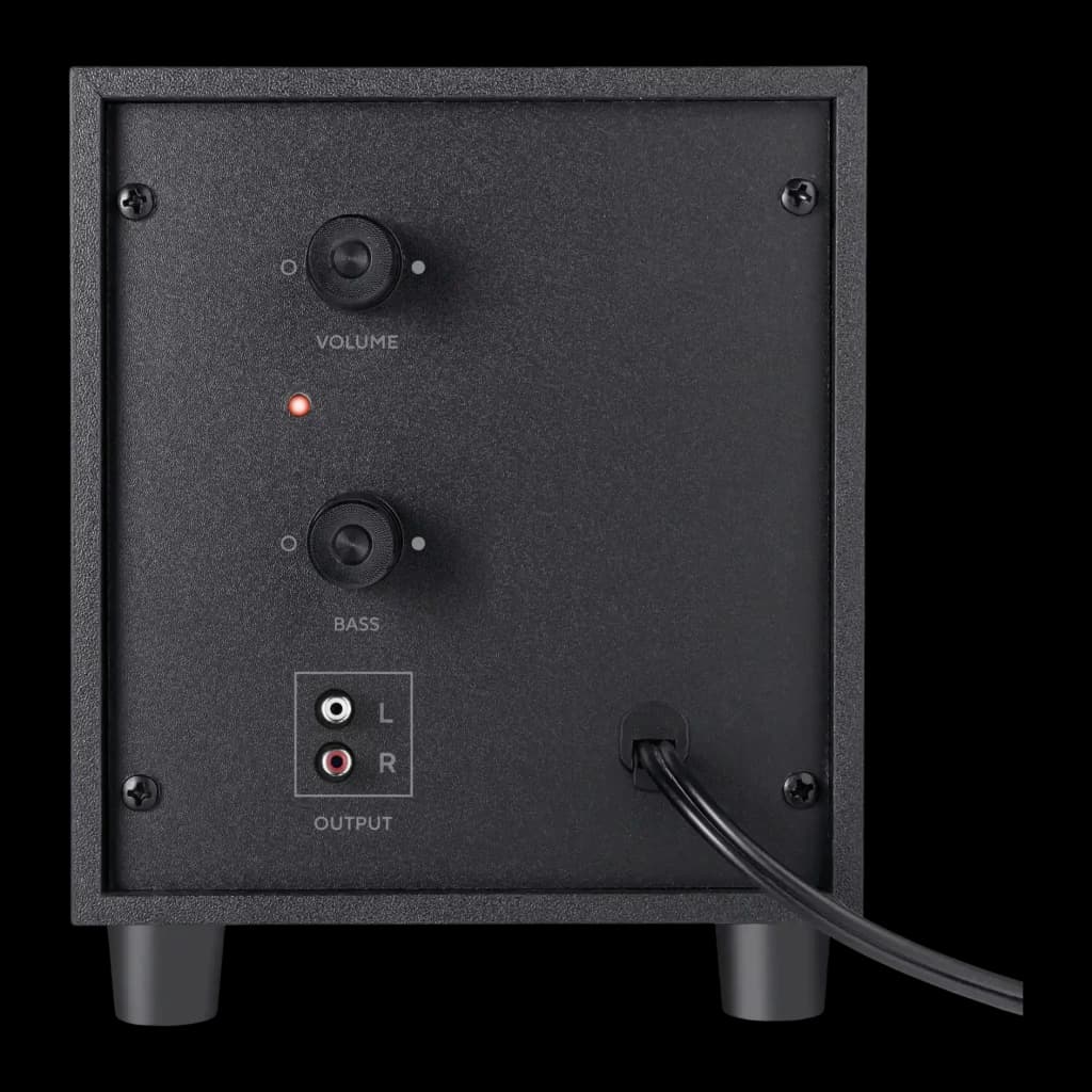 Altavoces Trust Avora 2.1 Subwoofer Activo 9W RMS, panel trasero: mandos de volumen y bajos, salidas L/R y LED rojo
