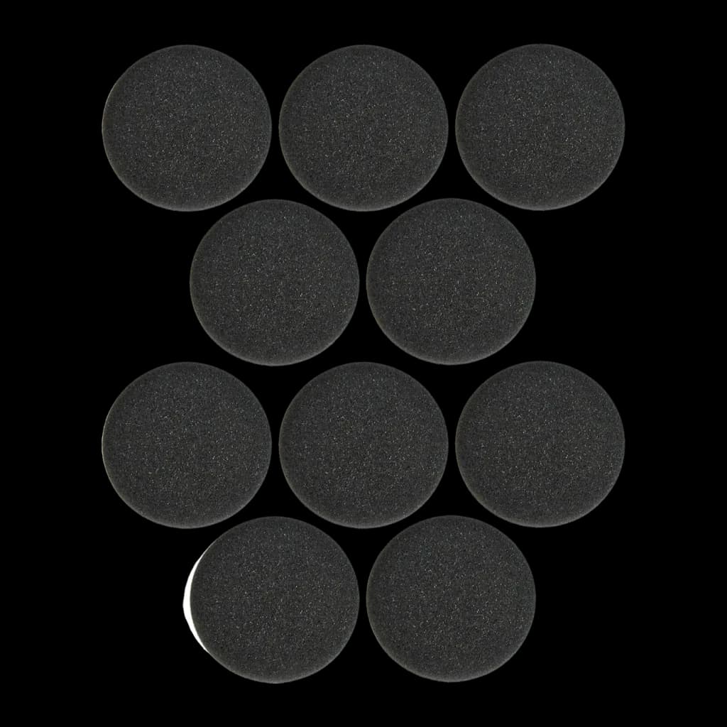 Almohadillas para auriculares Jabra Evolve 20-65 Espuma, vista frontal: 10 almohadillas redondas negras sobre fondo negro