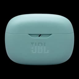 Auriculares JBL Wave Beam 2 Cancelación de Ruido TWS Bluetooth 5.3 10h IP54, vista frontal: estuche cerrado en turquesa