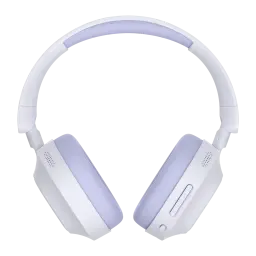 Auriculares Havit H668BT Cancelación de Ruido Diadema Bluetooth 5.4 80h, vista frontal: diadema blanca lila, almohadillas