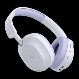 Auriculares Havit H668BT Cancelación de Ruido Diadema Bluetooth 5.4 80h, vista lateral: almohadillas lila, botones y logo