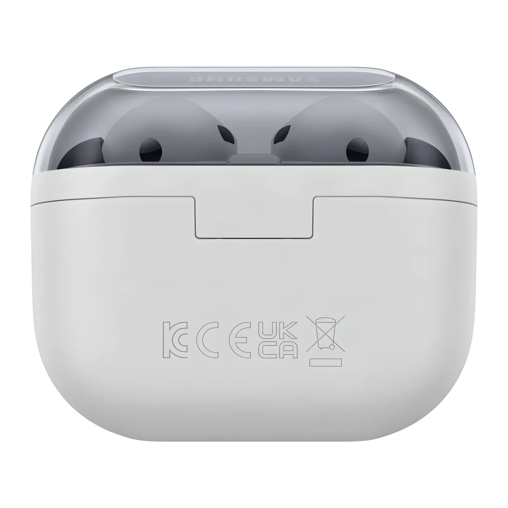 Auriculares Samsung Galaxy Buds3 FE Cancelación de Ruido TWS In-Ear, parte trasera: estuche blanco abierto con auriculares