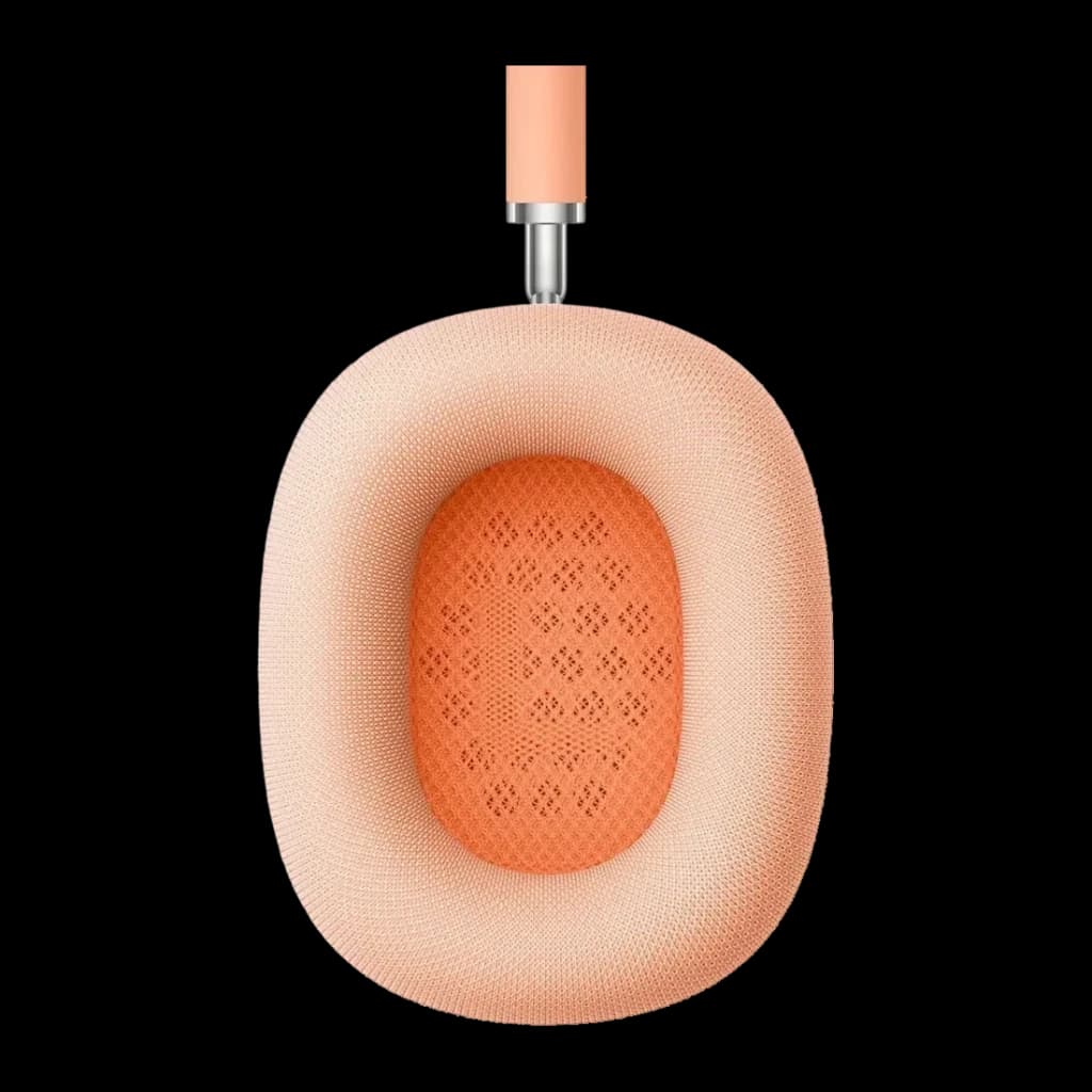 Auscultadores Apple AirPods Max 2 Cancelamento de Ruído Banda Bluetooth 5.3, detalhe: almofada laranja com malha têxtil