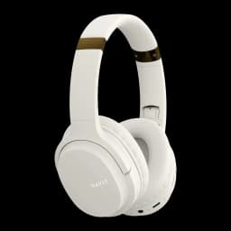 Auriculares Havit I62 Diadema Bluetooth 5.3 17h 40mm 32Ω, vista lateral: color blanco con franja dorada en diadema y logo