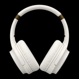 Auriculares Havit I62 Diadema Bluetooth 5.3 17h 40mm 32Ω, vista frontal: almohadillas y diadema blanca con bisagras doradas