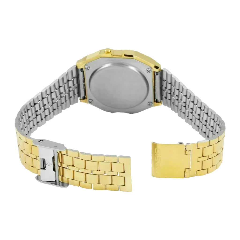 Casio Vintage A159WGEA-1EF Cronómetro, Alarme, Calendário Bateria 7 Anos, vista traseira: tampa metálica prateada, caixa
