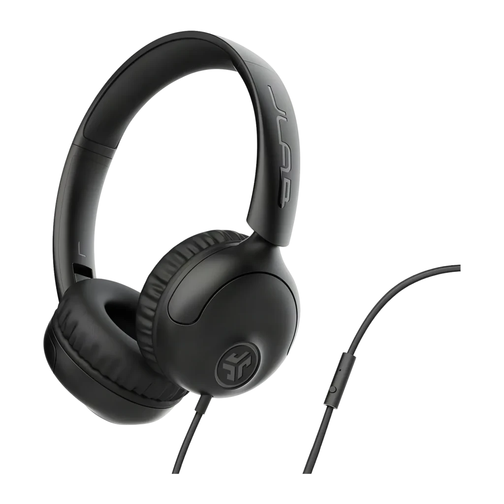 Auriculares JLab Audio Studio 2 Wired On-Ear Diadema On-Ear Jack 3,5mm negro, vista lateral: diadema, almohadillas y cable