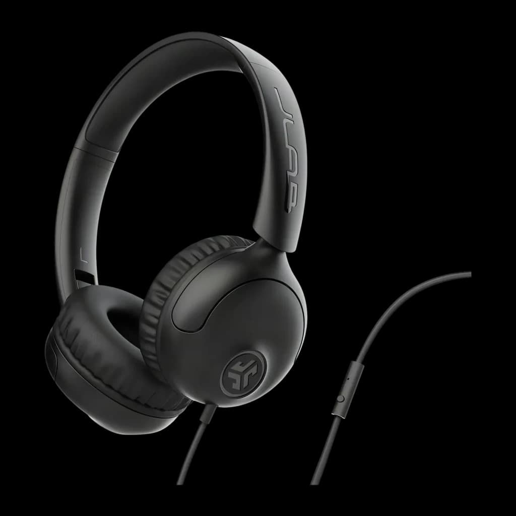 Auriculares JLab Audio Studio 2 Wired On-Ear Diadema On-Ear Jack 3,5mm negro, vista lateral: diadema, almohadillas y cable