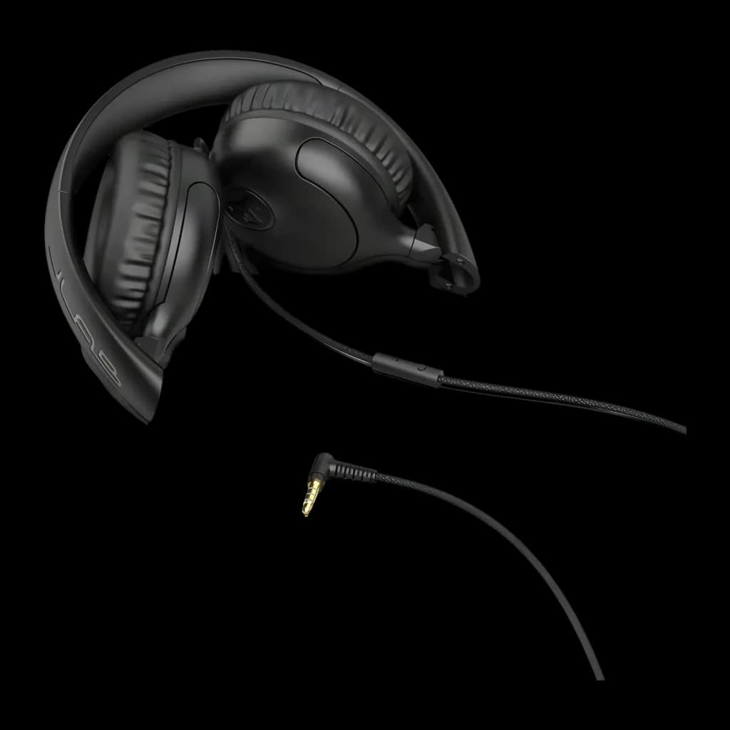 Auriculares JLab Audio Studio 2 Wired On-Ear Diadema On-Ear Jack 3,5mm negro, vista lateral plegado: cable trenzado