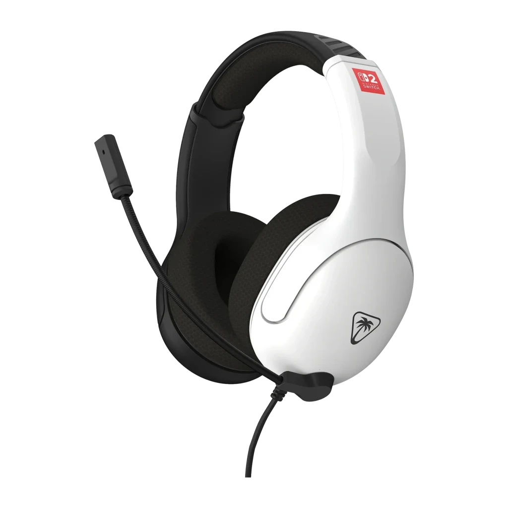 Casque Gaming Turtle Beach Airlite Fit Microphone Boom avec Mute, vue latérale: casque blanc et noir avec micro boom