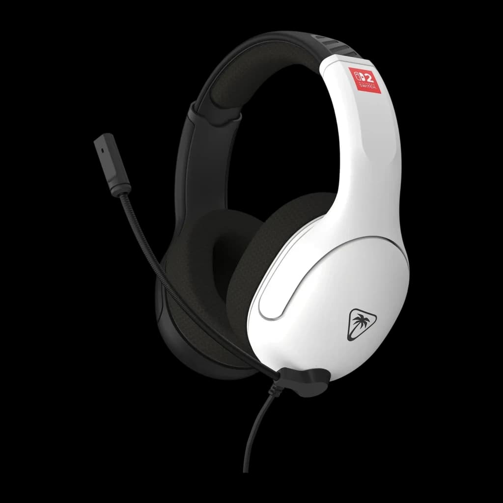 Casque Gaming Turtle Beach Airlite Fit Microphone Boom avec Mute, vue latérale: casque blanc et noir avec micro boom