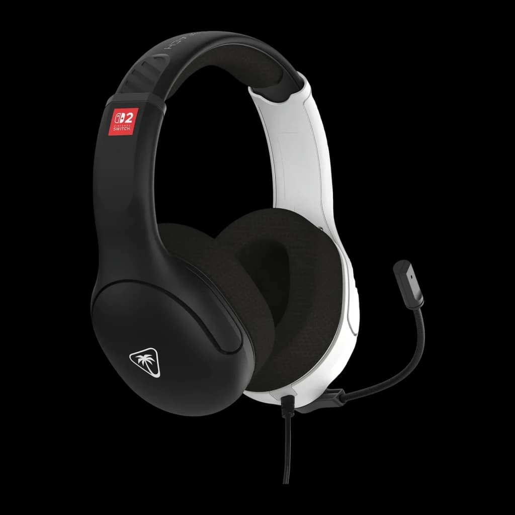 Casque Gaming Turtle Beach Airlite Fit Microphone Boom avec Mute, vue latérale: arceau blanc et noir, coussinets et micro
