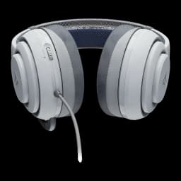 Casque Gaming Turtle Beach Atlas 200 PS avec Microphone, vue arrière: arceau maillé bleu, coussinets gris et câble visible