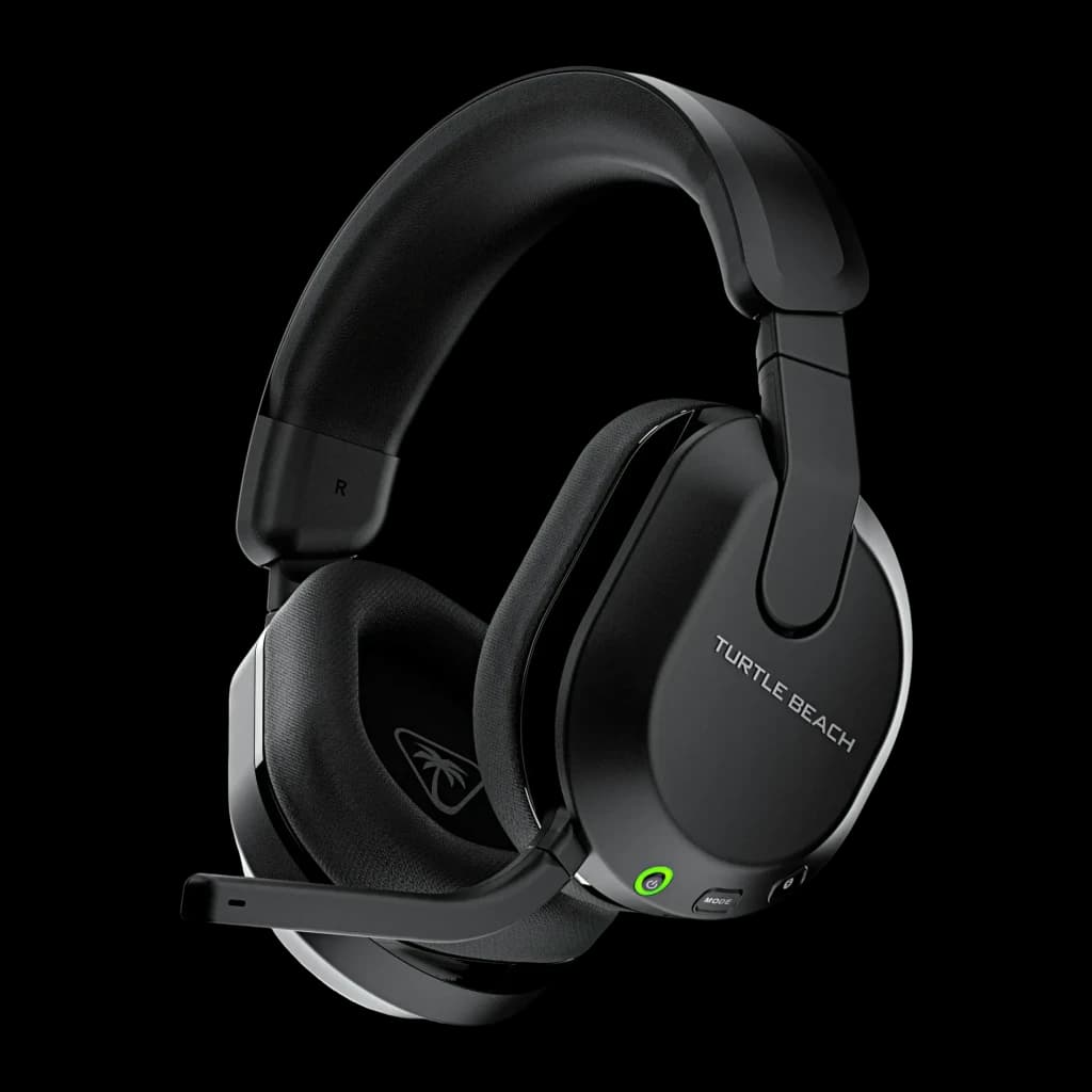 Casque Gaming Turtle Beach Stealth 600 Gen 3 PS Sans Fil, vue latérale: coque droite avec logo, bouton d'alimentation vert