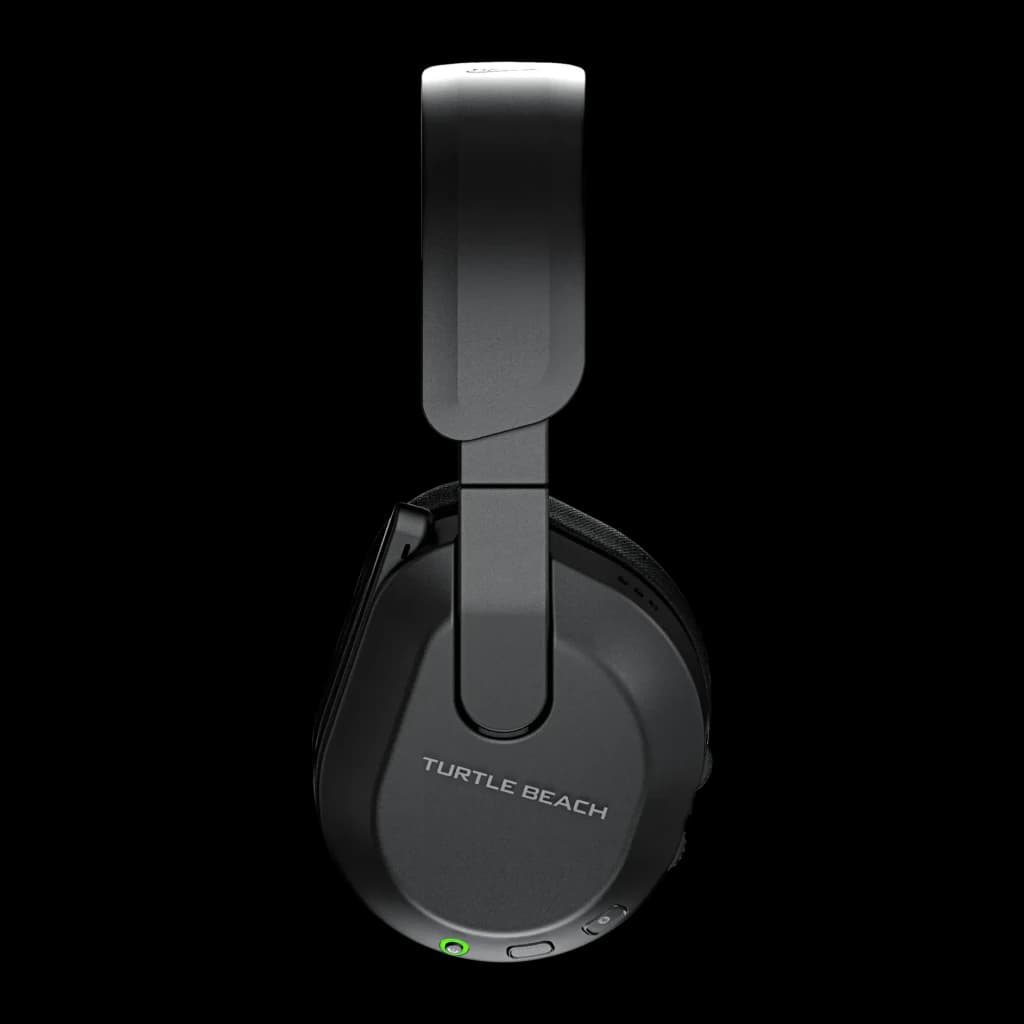 Casque Gaming Turtle Beach Stealth 600 Gen 3 PS Sans Fil, vue latérale: coque droite avec logo et LED verte visible