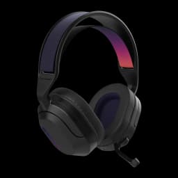 Auriculares JLab Audio Nightfall Wireless Gaming Headset Inalámbrico, vista lateral: diadema con degradado azul-rojo