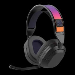 Auriculares JLab Audio Nightfall Wireless Gaming Headset Inalámbrico, vista lateral: diadema degradado violeta-naranja