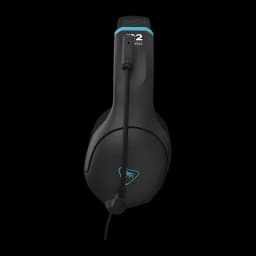 Casque Gaming Turtle Beach Airlite Fit avec Microphone, vue latérale: casque noir avec accents bleus, micro-boom flexible