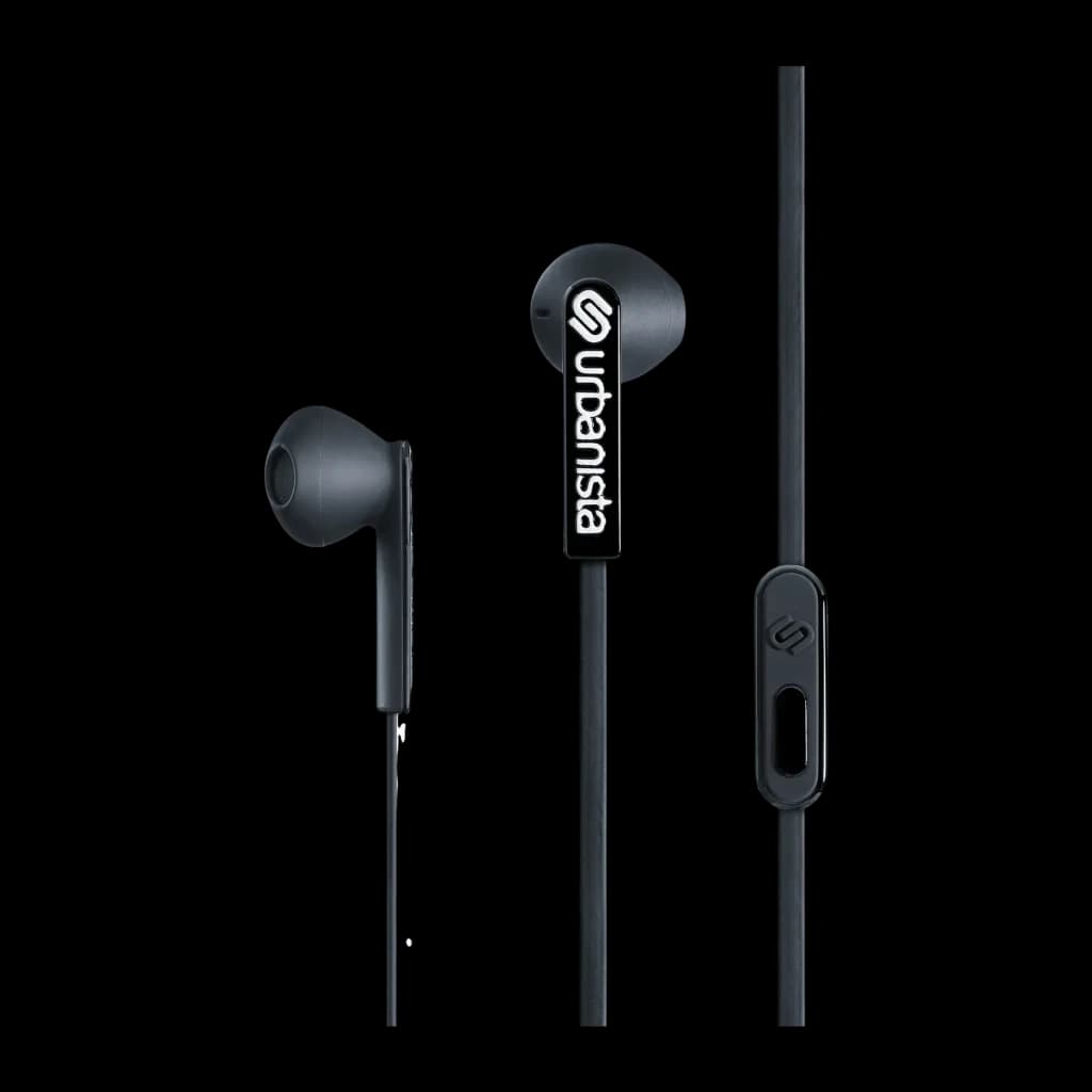 Auriculares Urbanista San Francisco In-Ear Jack 3,5mm, detalle: logo Urbanista en cápsula y mando en línea con cable plano