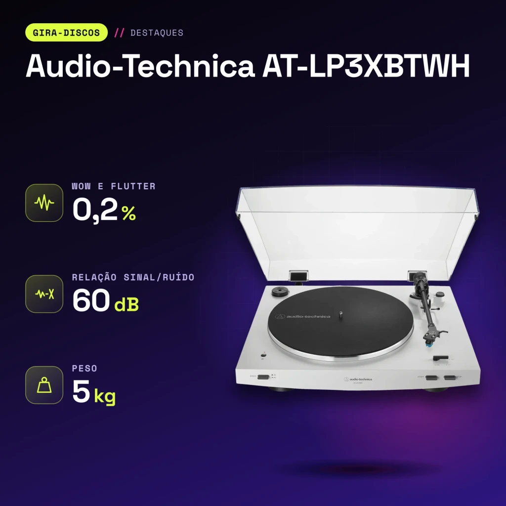 Platine vinyle Audio-Technica AT-LP3XBTWH Bluetooth 5.2 - caractéristiques
