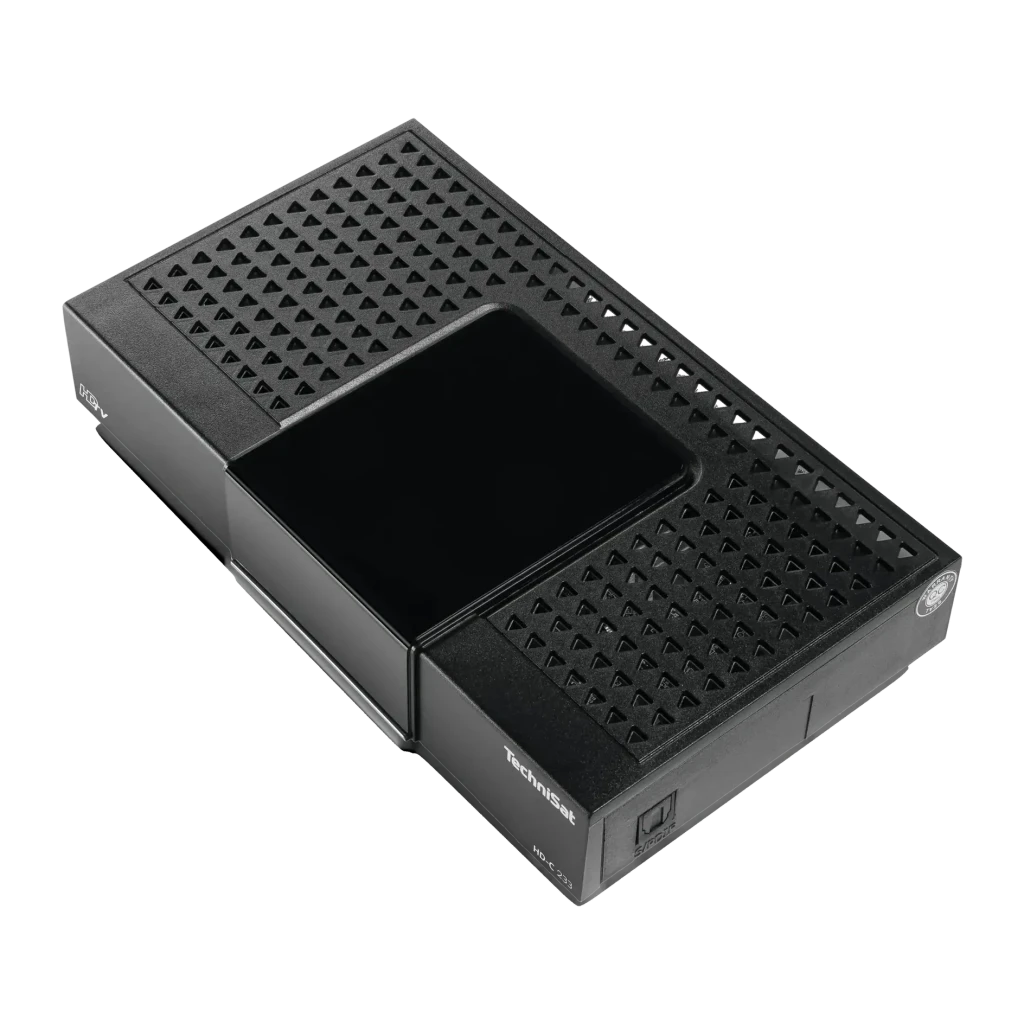 Receptor TechniSat HD-C 233 HD 1080p Cable DVB-C HDMI, USB, SCART, vista superior en ángulo: rejilla de ventilación