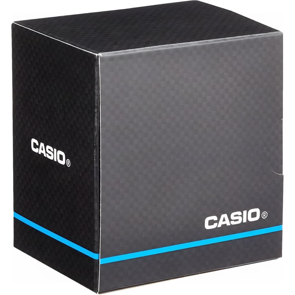 Casio MW-240-1EVDF Batterie 3 Ans 5ATM, contenu de la boîte: boîte noire carrée avec logo Casio et bande bleue
