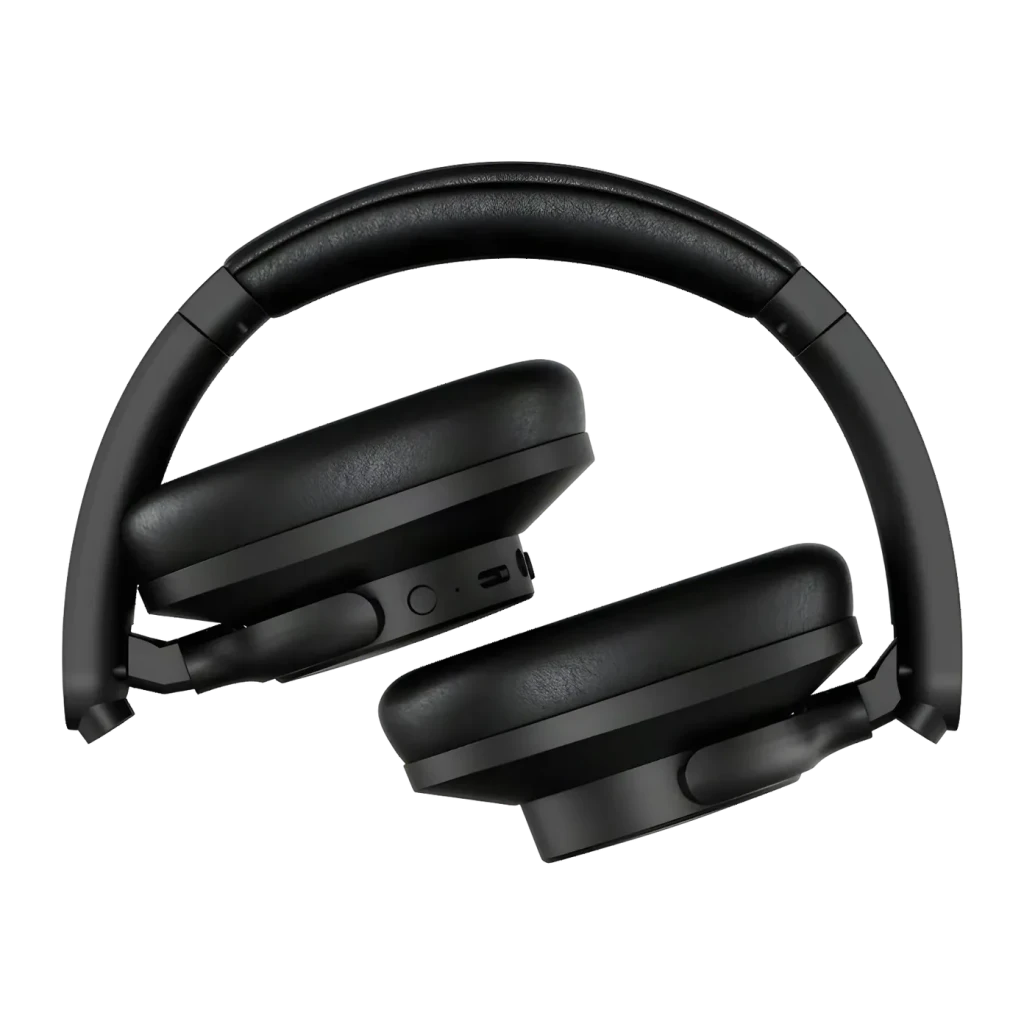 Casque Urbanista Valencia Réduction de Bruit Active Bluetooth 5.3, vue latérale plié: coussinets et boutons de contrôle