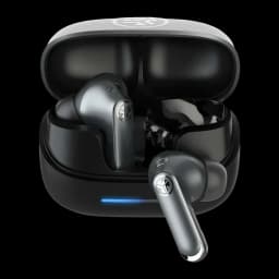 Auriculares JLab Audio Epic Pods ANC Cancelación de Ruido TWS Bluetooth 60h, vista frontal: estuche abierto negro con LED