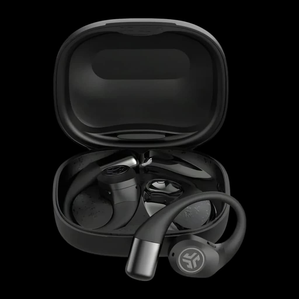 Auriculares JLab Audio Epic Open Sport Air Conduction Open-Ear TWS, estuche abierto: auricular derecho fuera con gancho
