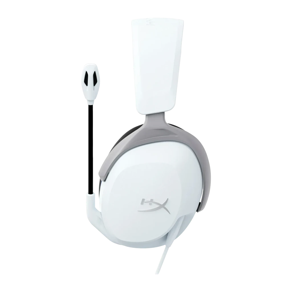Auriculares Gaming HyperX Cloud Stinger 2 Core Micrófono Boom, vista lateral: auricular derecho blanco con logo HX