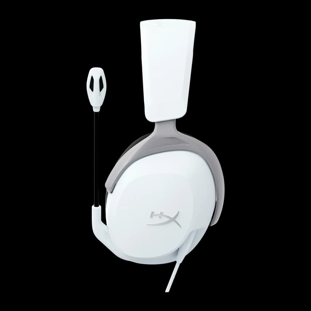 Auriculares Gaming HyperX Cloud Stinger 2 Core Micrófono Boom, vista lateral: auricular derecho blanco con logo HX