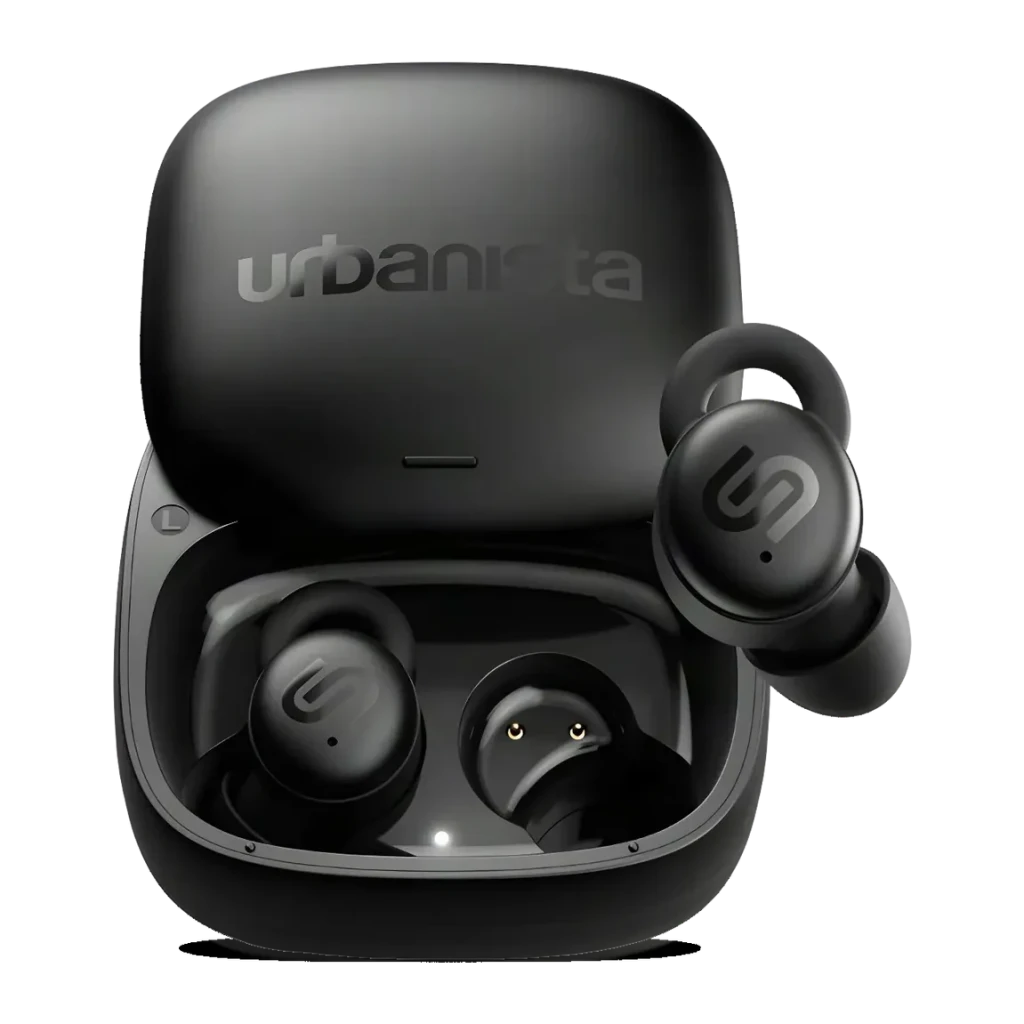 Auriculares Urbanista Porto TWS In-Ear Bluetooth 5.4 27h (6h + estuche), vista principal: estuche negro abierto