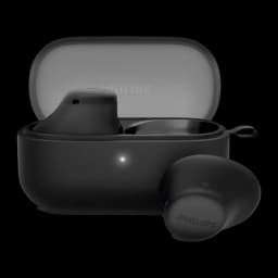 Auriculares Philips TAT2149 TWS Bluetooth 5.4 6h + 8h estojo Multiponto, vista traseira: estojo preto aberto com logo