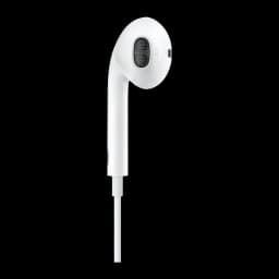 Auriculares Apple EarPods In-Ear Cabo Lightning, vista lateral direita: grelha do altifalante, letra R e microfone visíveis