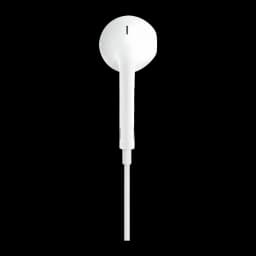 Auriculares Apple EarPods In-Ear Cabo Lightning, vista frontal: auricular individual branco com microfone no cabo, fundo