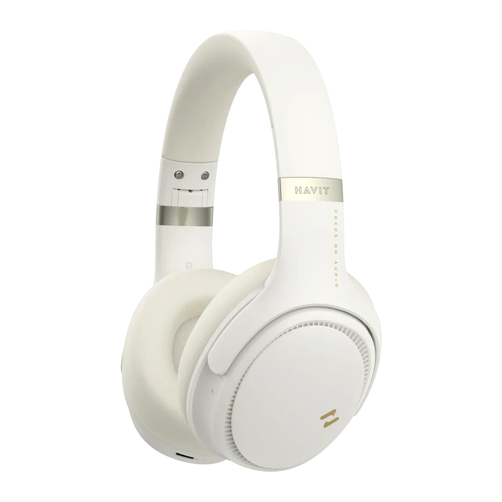 Auriculares Havit H630BT Pro inalámbricos con cancelación de ruido activa ANC Bluetooth 5.3 en color amarillo mantequilla