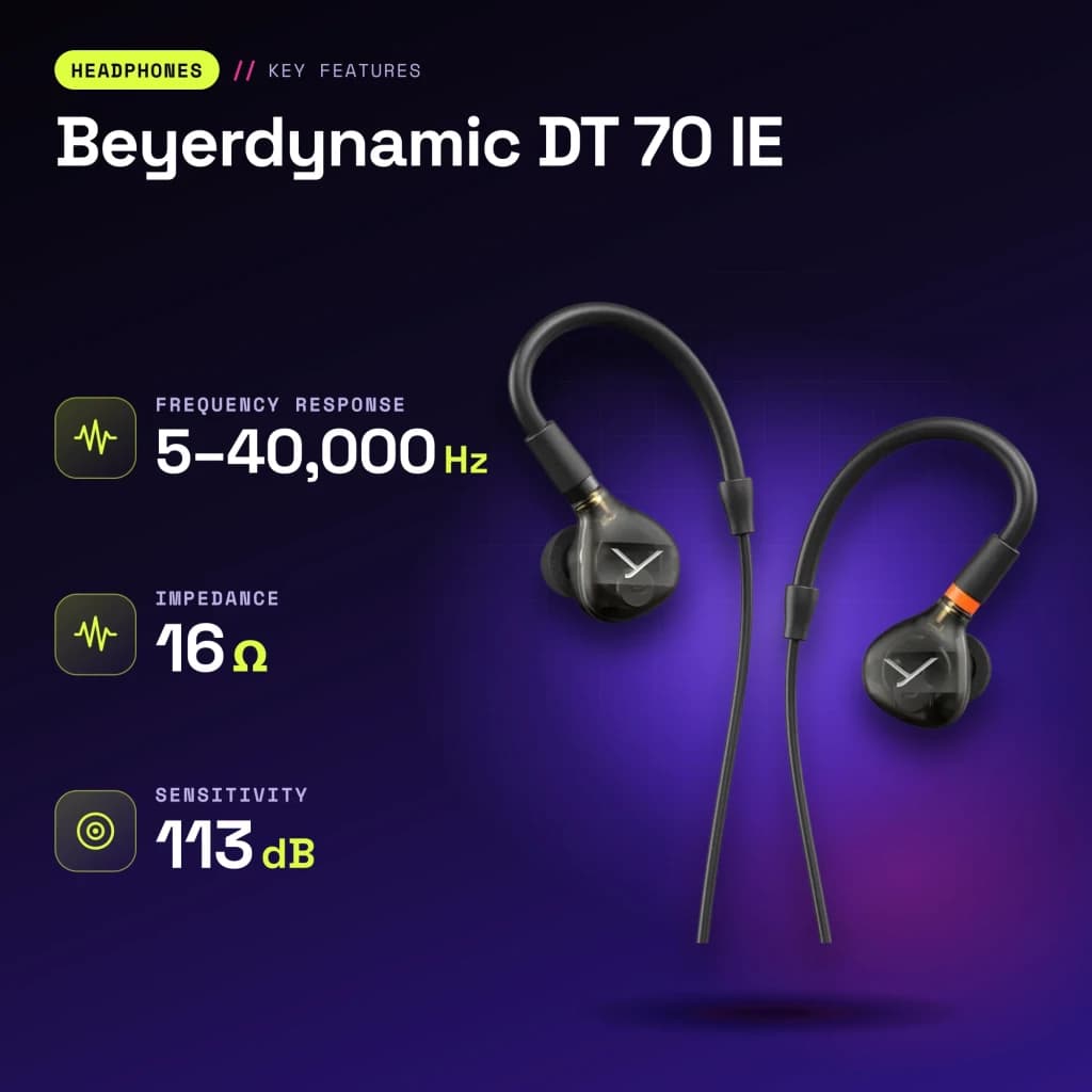 Écouteurs Beyerdynamic DT 70 IE In-Ear Jack 3,5 mm - caractéristiques