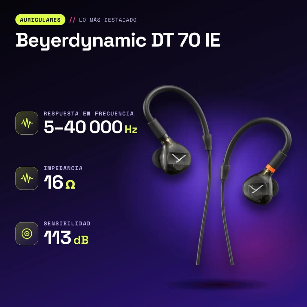 Écouteurs Beyerdynamic DT 70 IE In-Ear Jack 3,5 mm - caractéristiques
