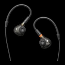 Écouteurs Beyerdynamic DT 70 IE In-Ear Jack 3,5 mm, vue avant: écouteurs L et R avec crochets et anneau orange sur l'embout