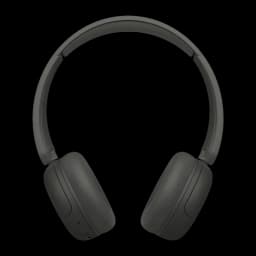 Casque JVC HA-S59W Bluetooth 5.4 50h Multipoint 2 appareils, vue de face: arceau et coussinets noirs sur fond sombre