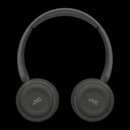 Casque JVC HA-S59W Bluetooth 5.4 50h Multipoint 2 appareils, vue de face: arceau et coussinets avec logo JVC sur fond noir