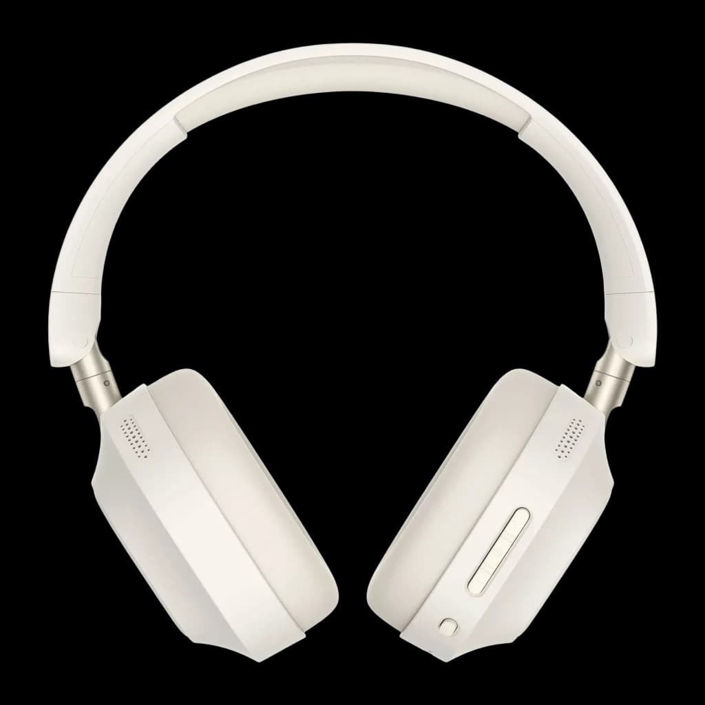 Casque Havit H668BT Arceau Bluetooth 5.4 80h Driver 40mm 32Ω blanc, vue avant: coussinets et commandes latérales visibles
